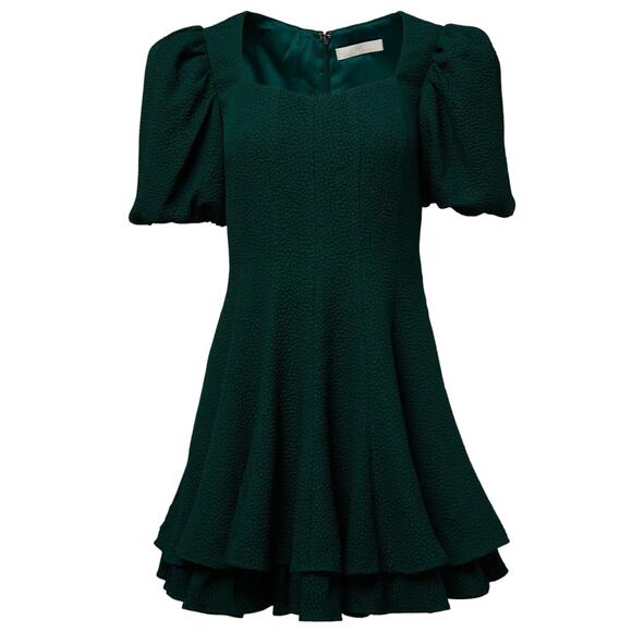 NWT Rachel Parcell V-neck Flared Dress in Dark Emerald - Picture 1 of 7